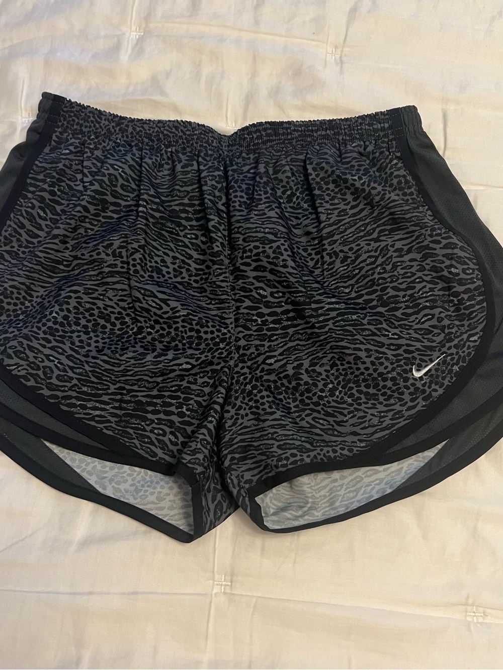 Nike Women's Black & Charcoal Animal-Print Athletic Shorts